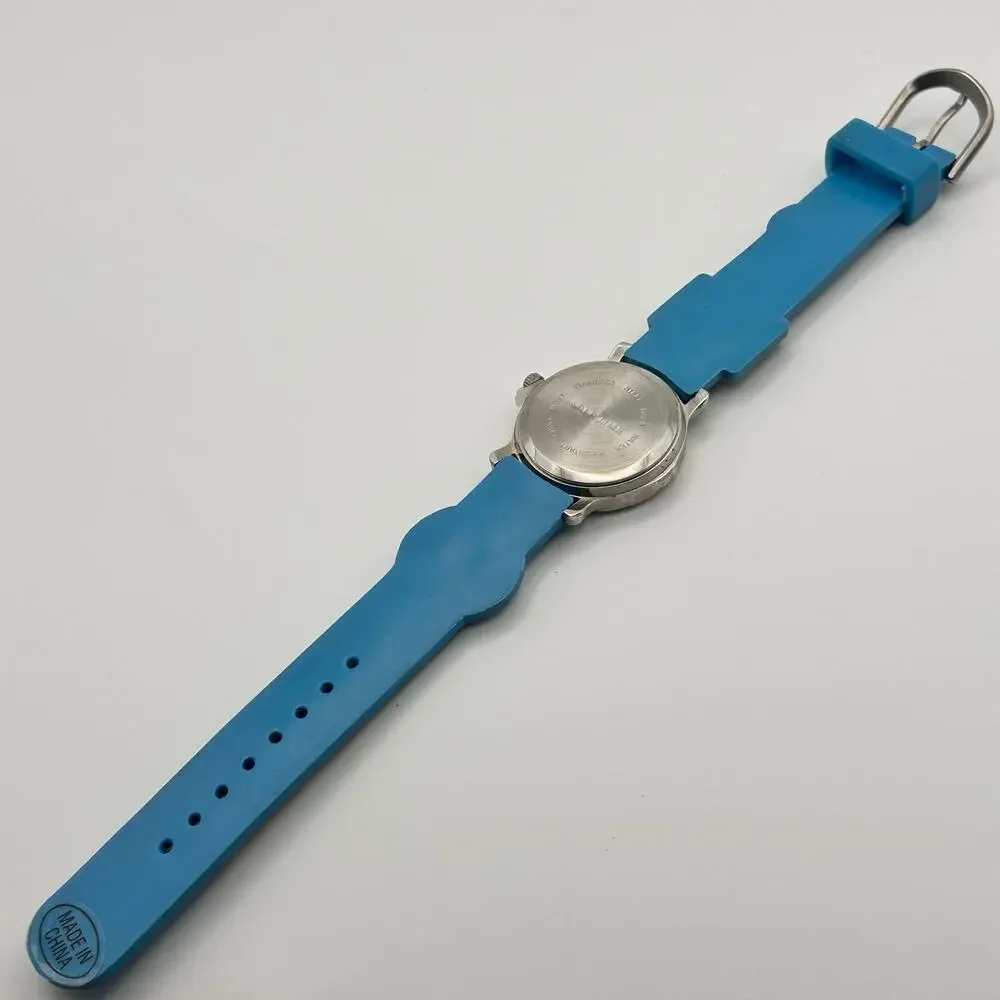 SOLO TIME Silver Tone Basket Ball Sports Blue Silicon 27mm Kids Watch